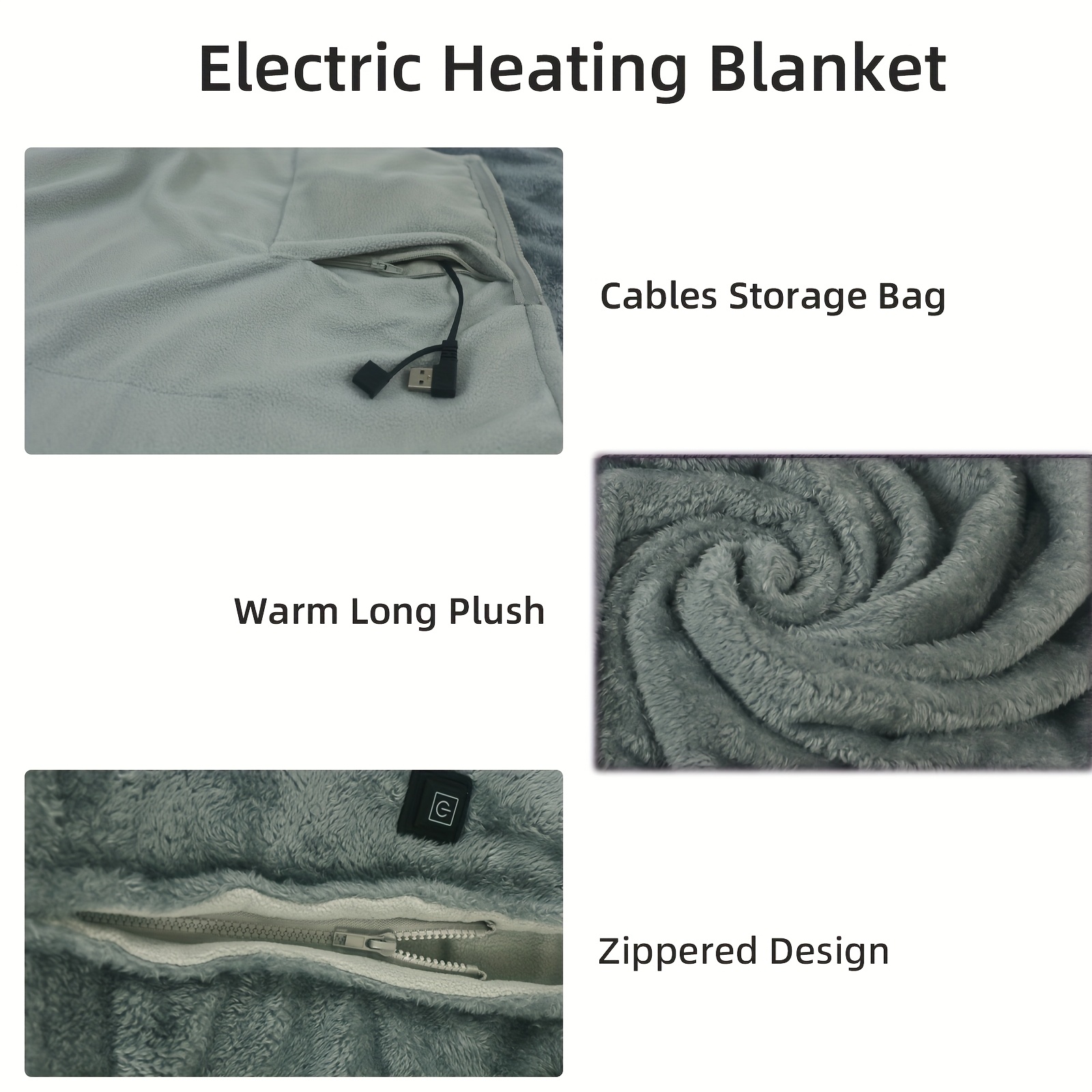 USB Electric Heating Blanket 3 Heating Setting and 10 Hours Auto Shut Off Soft Plush Blanket Heated Throw Wearable Shawl for Friend and Family Christmas Mother's Day All Seasons for Gifts Machine Washable (150*80cm/59*31.4inch)