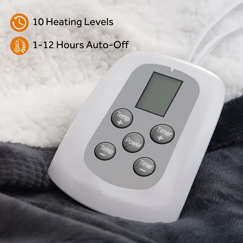 [Heated Queen Blanket] Electric Blanket Queen, Heated Blanket Queen Size with 10 Heating Levels And 1 to 12 Hours Heating Time Settings, Flannel to Sherpa Reversible, Machine Washable