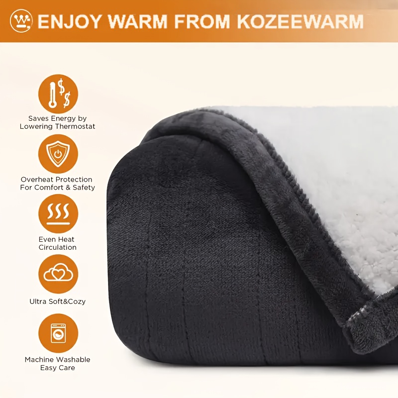 [Heated Queen Blanket] Electric Blanket Queen, Heated Blanket Queen Size with 10 Heating Levels And 1 to 12 Hours Heating Time Settings, Flannel to Sherpa Reversible, Machine Washable
