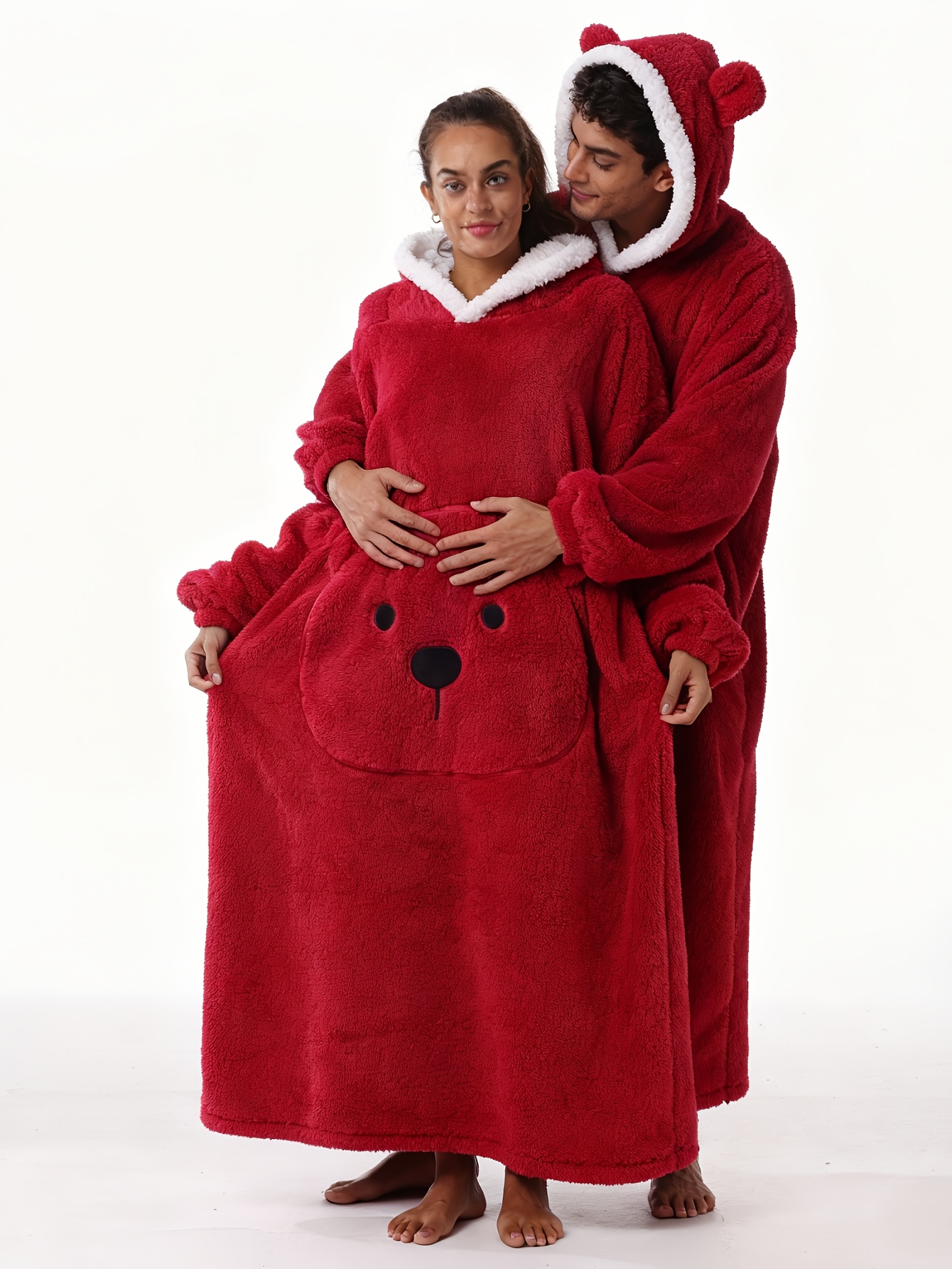 Winter Style--Fleece Style--Christmas--New Year Style--Extra Long, Extra Large, And Extra Thick--Bear Pocket--Men'S Novelty Hoodie--Machine Washable--13 Colors Available--Recommended Height 64.17inch-74.8inch/Recommended Weight 110.23LB-220.46LB--One Size--Suitab - Image 2