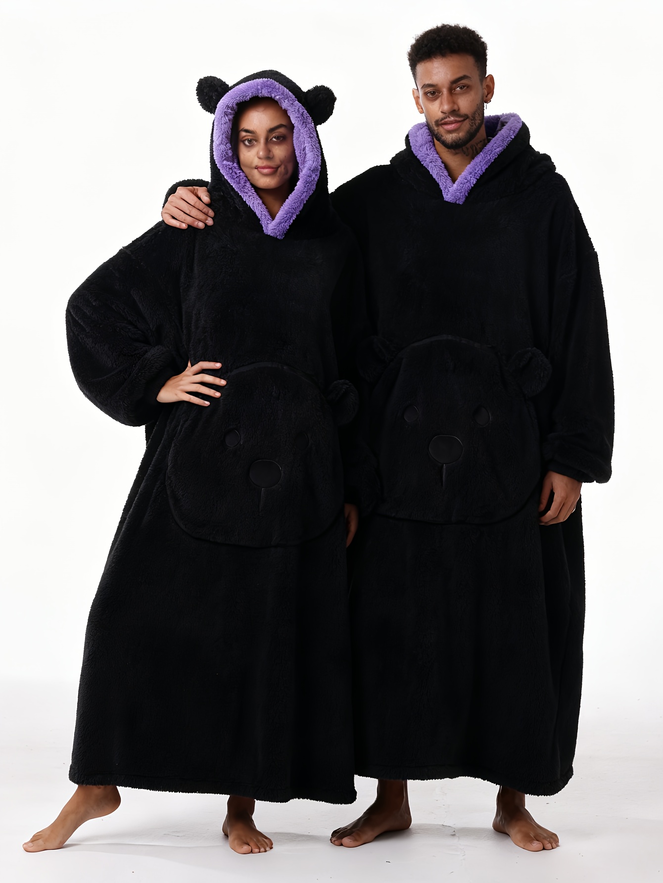 Winter Style--Fleece Style--Christmas--New Year Style--Extra Long, Extra Large, And Extra Thick--Bear Pocket--Men'S Novelty Hoodie--Machine Washable--13 Colors Available--Recommended Height 64.17inch-74.8inch/Recommended Weight 110.23LB-220.46LB--One Size--Suitab