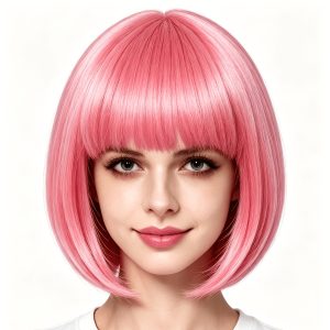 Front Bangs Short Bob Wig Synthetic Fiber Multi-Color Unisex Daily Cosplay Wig Halloween Party Carnival Stage Performance Costume Wig