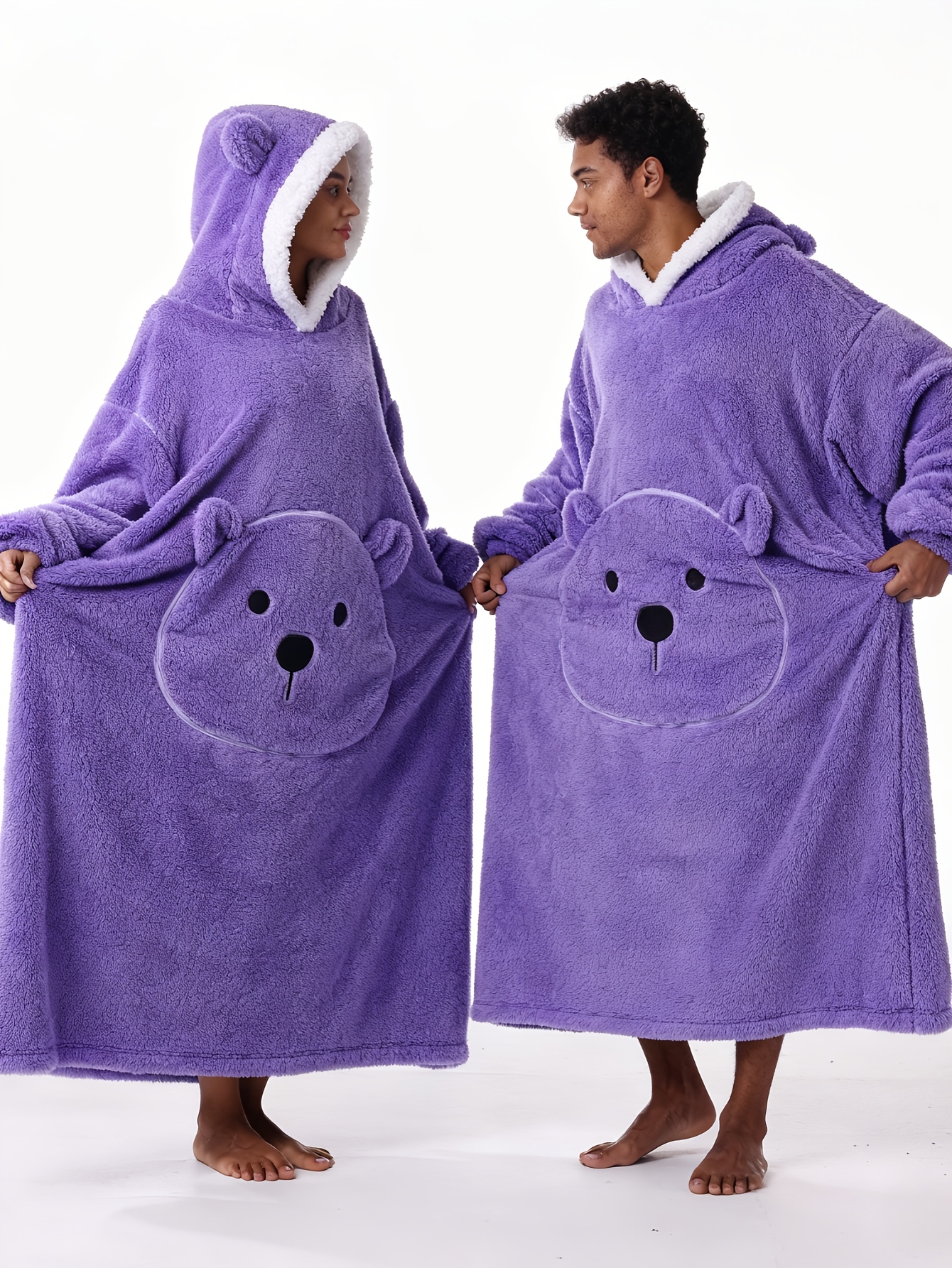 Winter Style--Fleece Style--Christmas--New Year Style--Extra Long, Extra Large, And Extra Thick--Bear Pocket--Men'S Novelty Hoodie--Machine Washable--13 Colors Available--Recommended Height 64.17inch-74.8inch/Recommended Weight 110.23LB-220.46LB--One Size--Suitab - Image 3