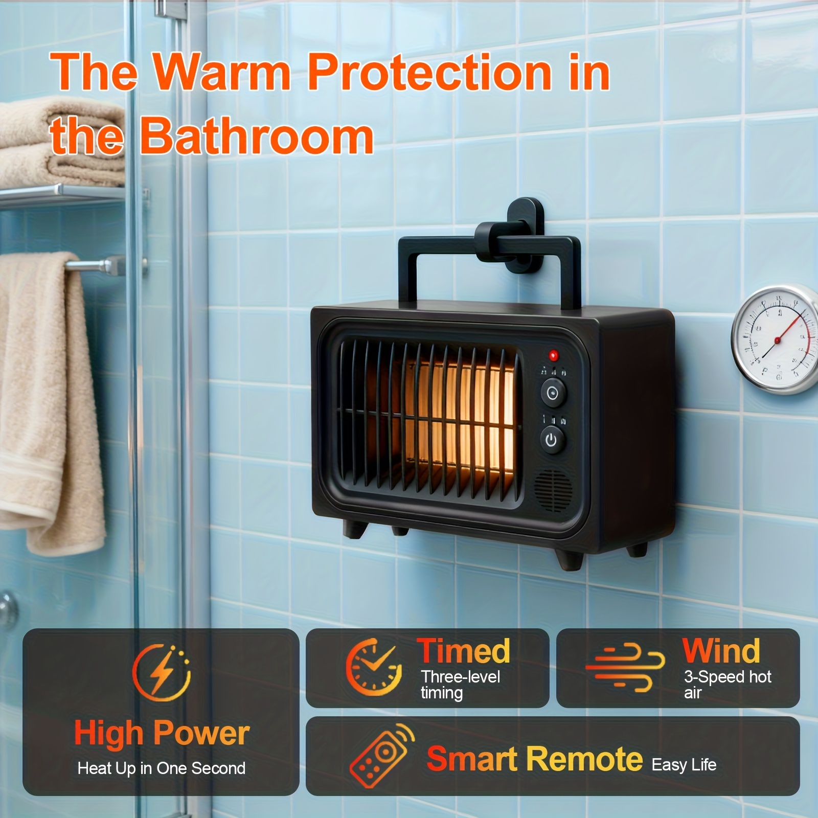 Space Heater, Portable Space Heater for Indoor Use - 600W PTC Electric Heater, Rapid And Safe Heating, Remote Control, with Heating And Modes, 2/4/6 Hr Timer for Bedroom, Office