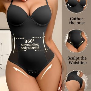 1pc Women's Sexy Underwire Shaping Bodysuit, Push-Up Bust & Tummy Control with Lifter, Adjustable Straps & Snap Crotch, for Daily, Date Night & Party Outfits