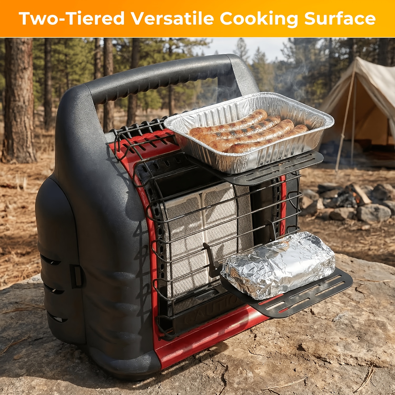Universal Heater Bracket with Storage Bag - Multi-Purpose Holder for Wood Stove Fans & Heating Equipment, Outdoor Support for Camping/Patio/Garage Use, Durable Heating Accessories