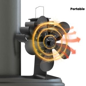 Fireplace Fan, Wood Stove Fan, Heat Powered, Quiet Fireplace Fan with 5 Blades, Non-Electric Stove Fan for Wood/Fireplace/Wood Fireplace/Stove Pipe/Efficient Heat Distribution, Fireplace Fan Portable, Fireplace Fan for Fireplace