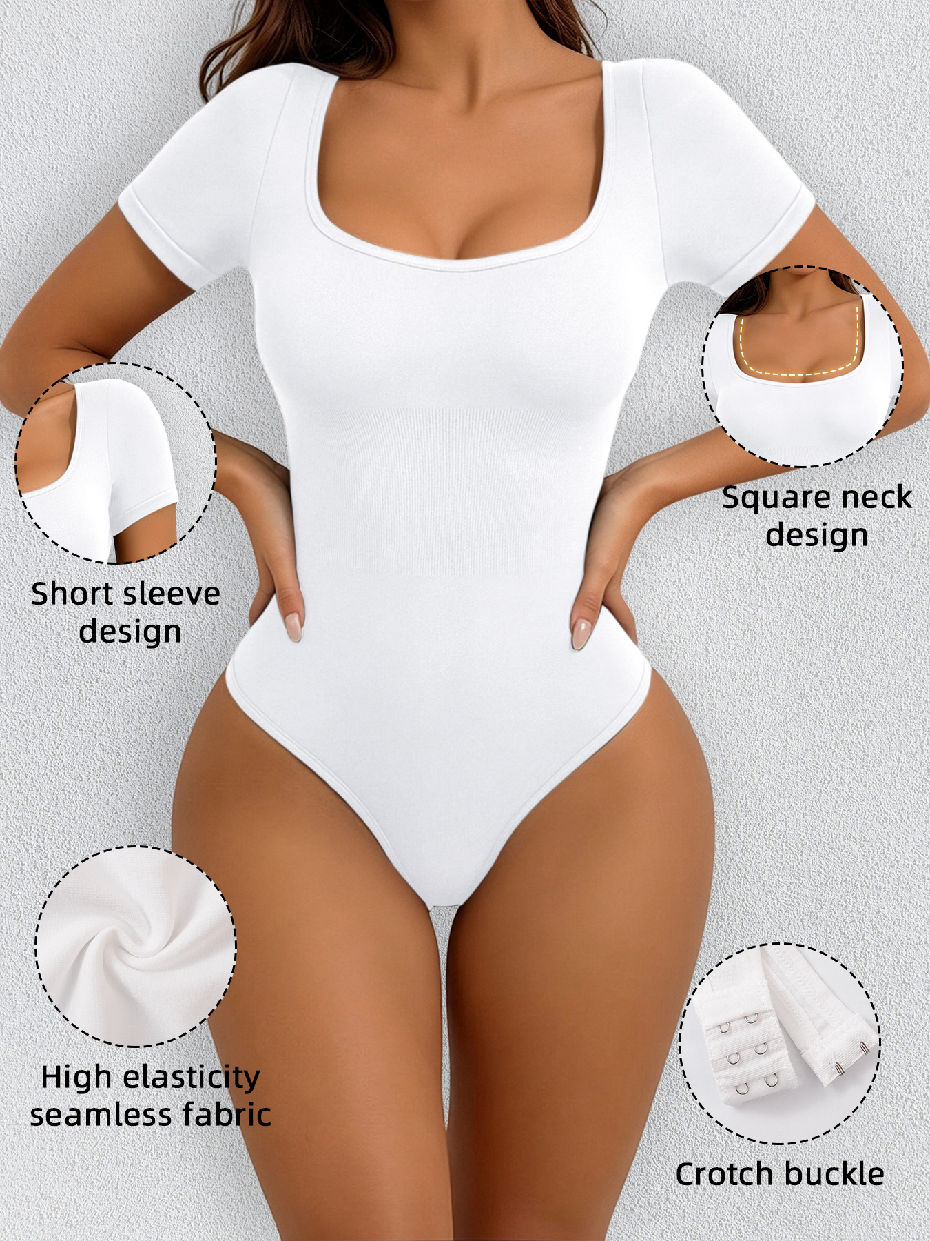 1pc Women'S Elegant Spring Summer Style Easy Short Sleeve Tight Top - Image 7