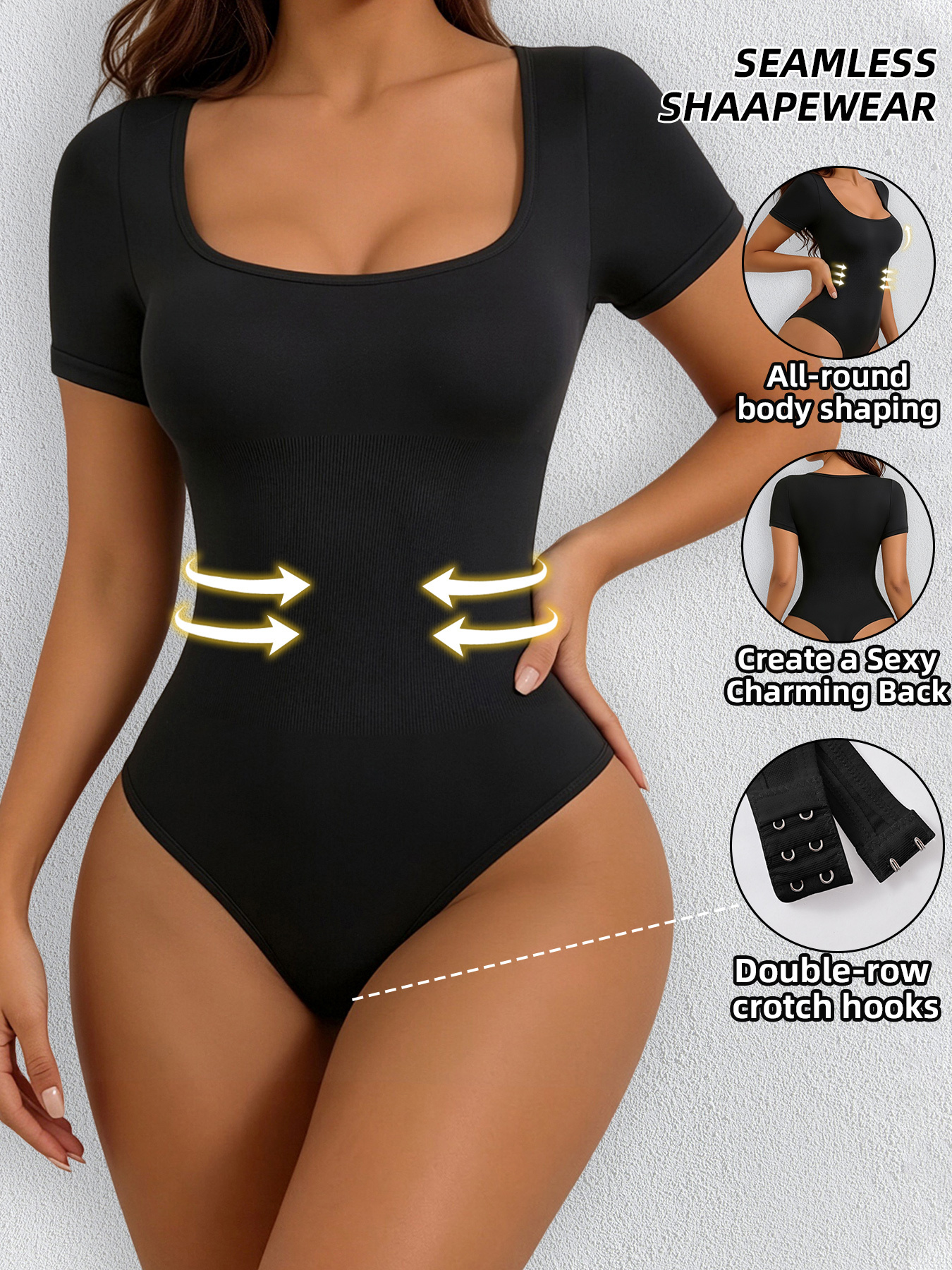 1pc Women'S Elegant Spring Summer Style Easy Short Sleeve Tight Top - Image 2
