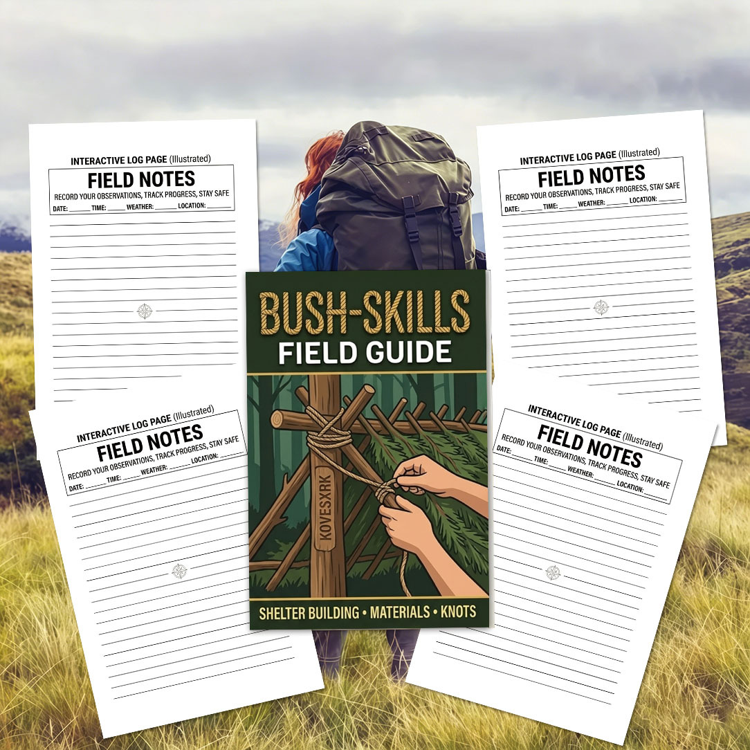 1pc | Field Skills Quick-Reference Guide | 20-Page Practical Content | Lashing & Support | Fire Principles | Signal Crafting | Camping Season Essential Lightweight Tool | 5.5X8.3in | KOVESXRK