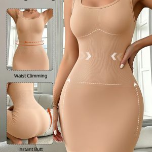 1pc Sexy Bodycon Dress for Women, Seamless Tummy Control Hip-Hugging Shapewear Dress, Waist and Abdomen Shaping Full-Body Dress