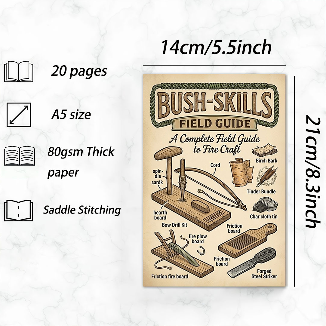 1pc | Outdoor Survival Skills Manual | 80g Thick Paper Binding | Knot Tying | Direction Finding | Water Purification | Camping & Hiking Carry-Along | 5.5X8.3in | KOVESXRK