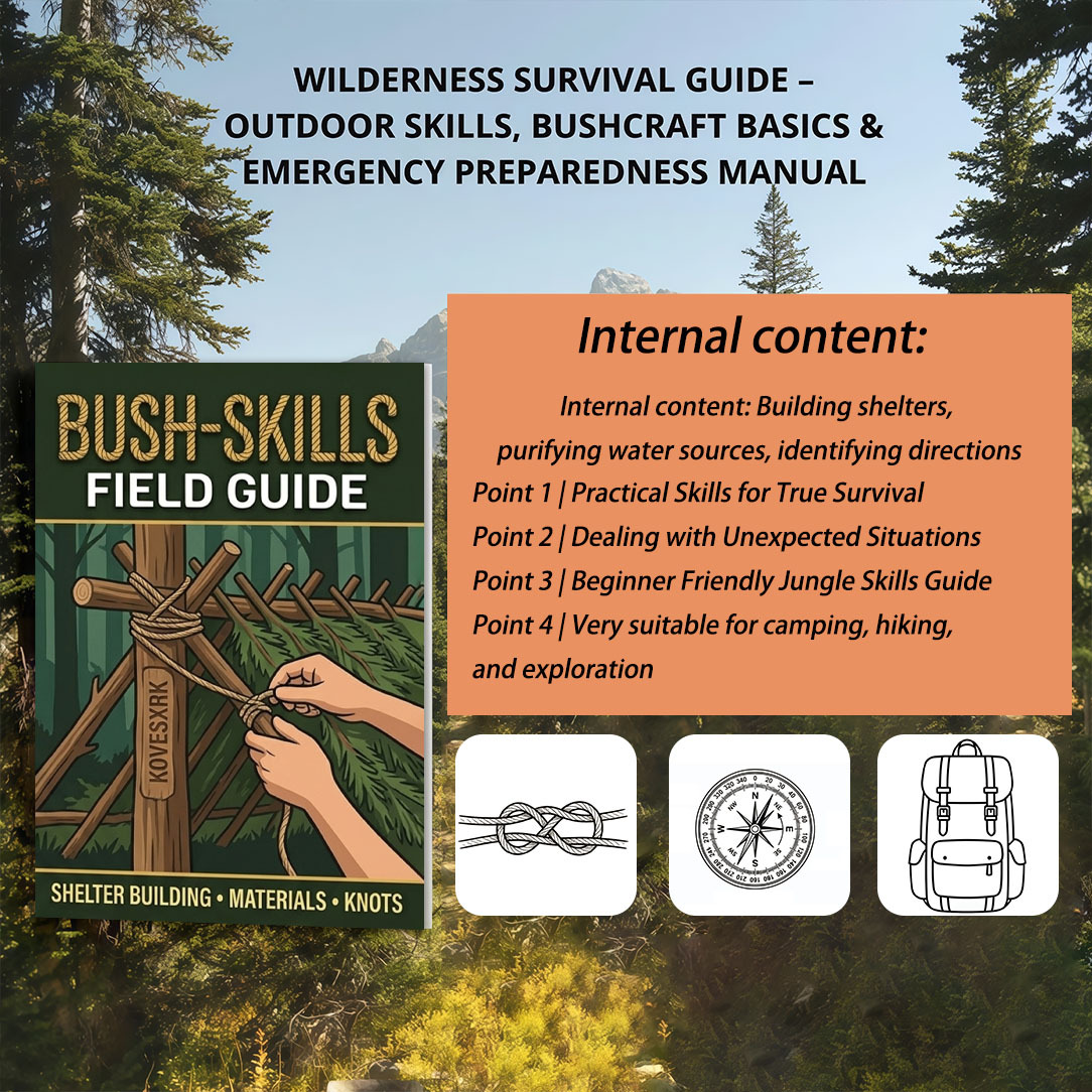 1pc | Field Skills Quick-Reference Guide | 20-Page Practical Content | Lashing & Support | Fire Principles | Signal Crafting | Camping Season Essential Lightweight Tool | 5.5X8.3in | KOVESXRK