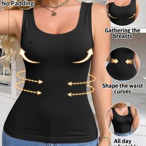 1pc Women'S Shaping Vest Tight Tummy Waist-Cinching Base Vest Easy Seamless Body Shaping Sleeveless Top, Waist-Cinching Top, Seamless Underwear, Seamless Design, Elegant Shaping Garment, Comfortable Fit, Tight One-Piece, Compression Clothing