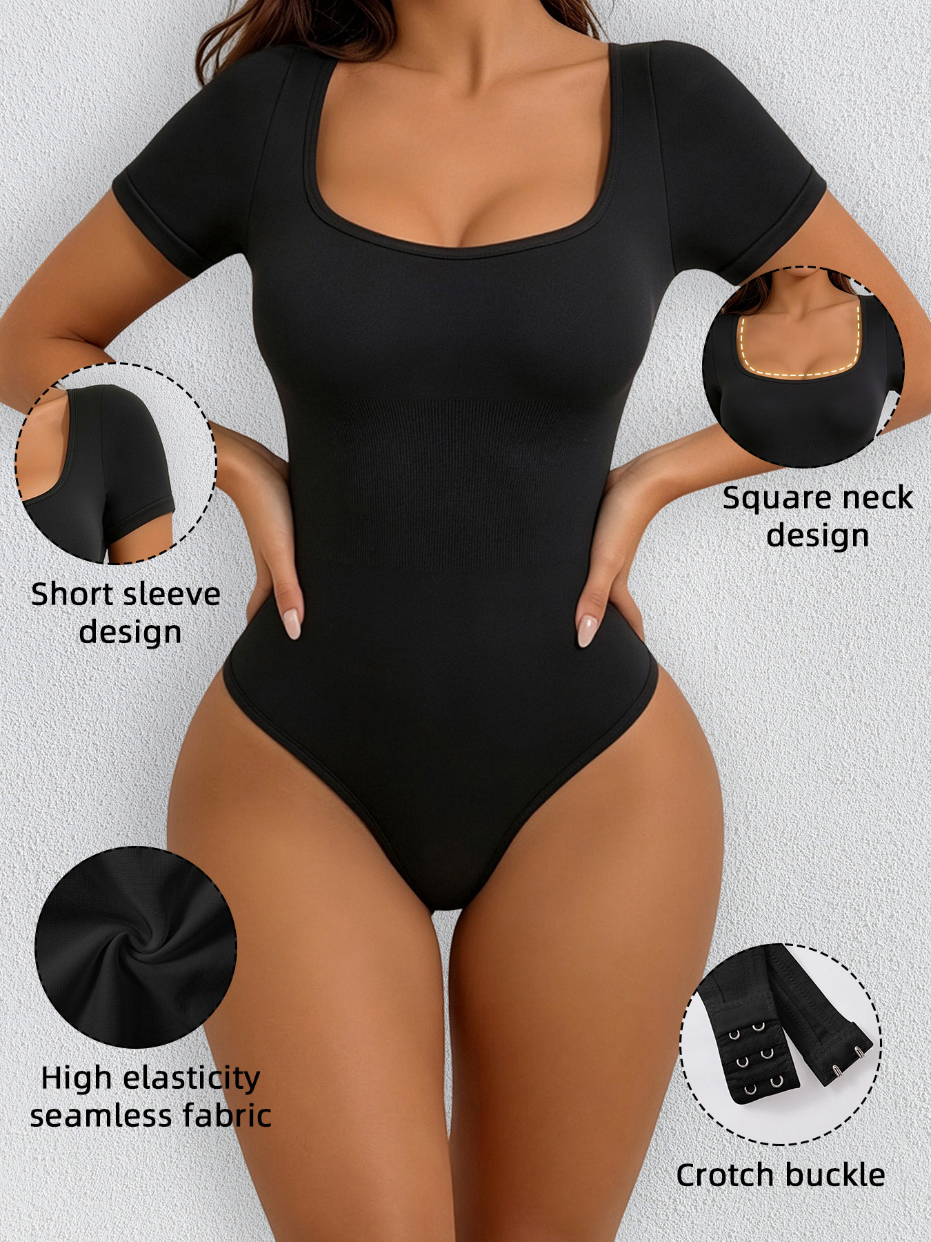 1pc Women'S Elegant Spring Summer Style Easy Short Sleeve Tight Top - Image 5