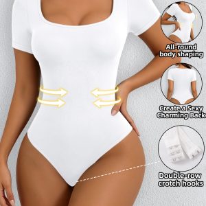 1pc Women'S Elegant Spring Summer Style Easy Short Sleeve Tight Top