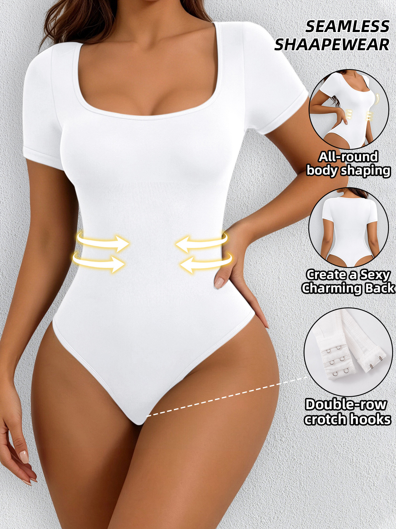 1pc Women'S Elegant Spring Summer Style Easy Short Sleeve Tight Top